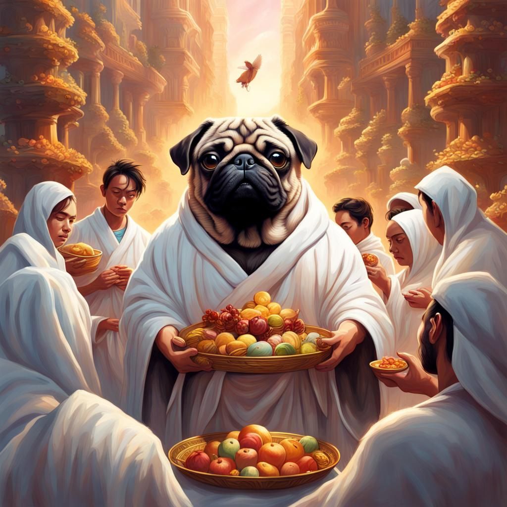 Hyperrealistic Offering to a Giant Pug