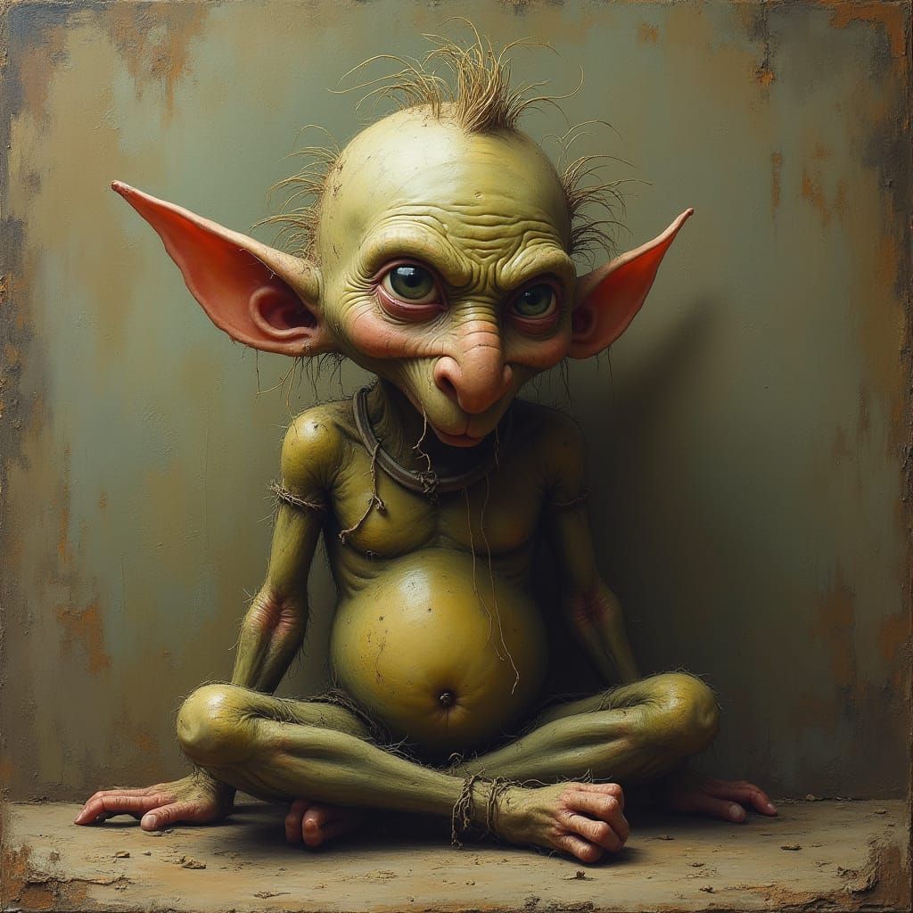 Constipated Elf in Banksy Art Style