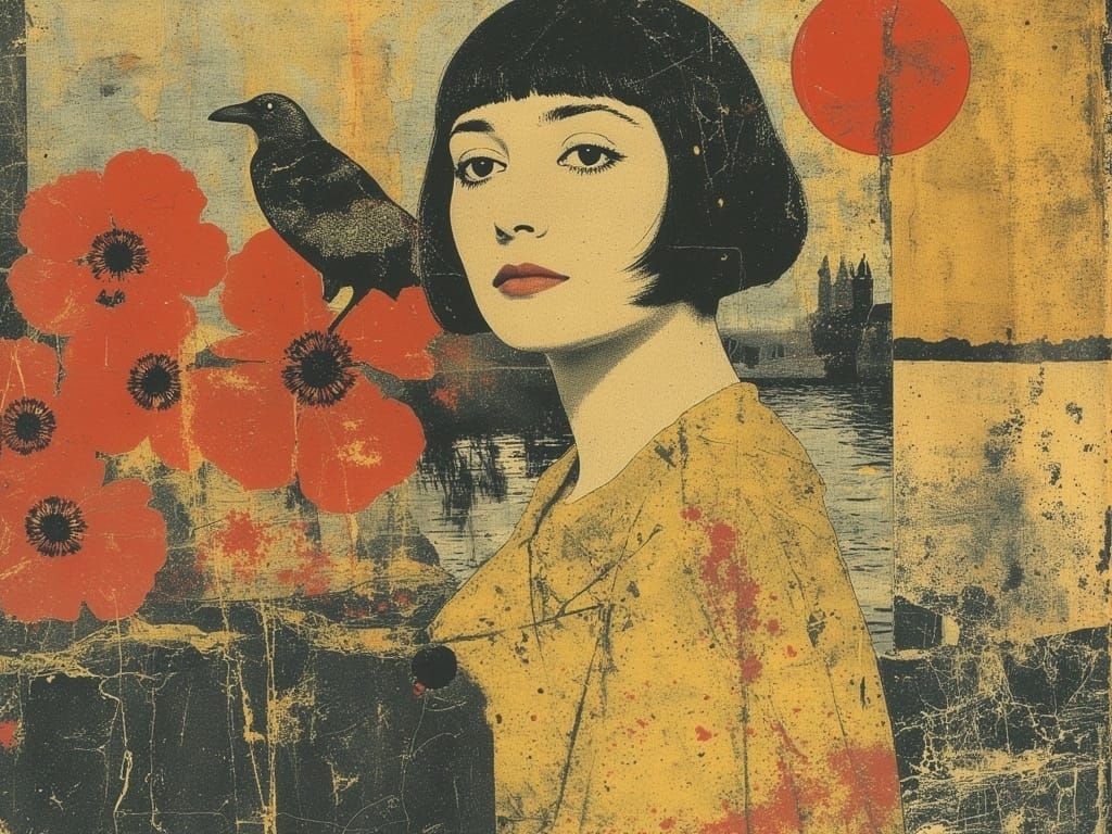 Golden Geisha Portrait in Vienna Secession Style