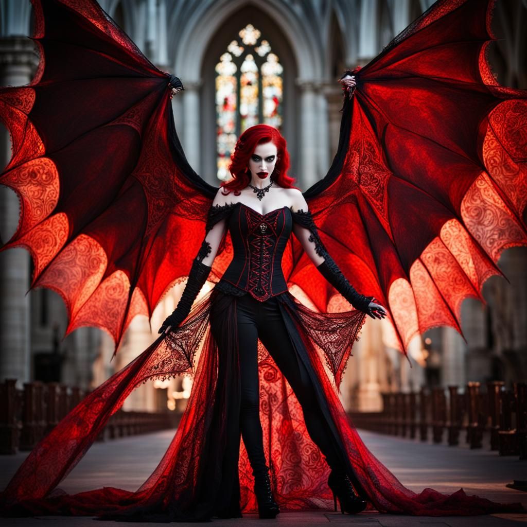 Gothic Vampiress Queen in Catholic Church