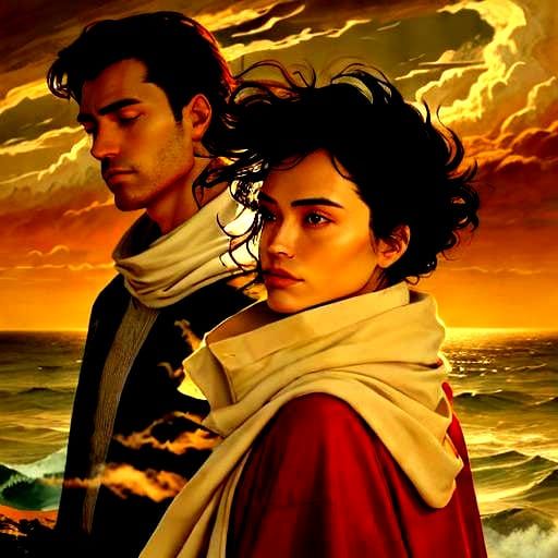 Lone Figure by the Sea: Romantic Landscape Painting