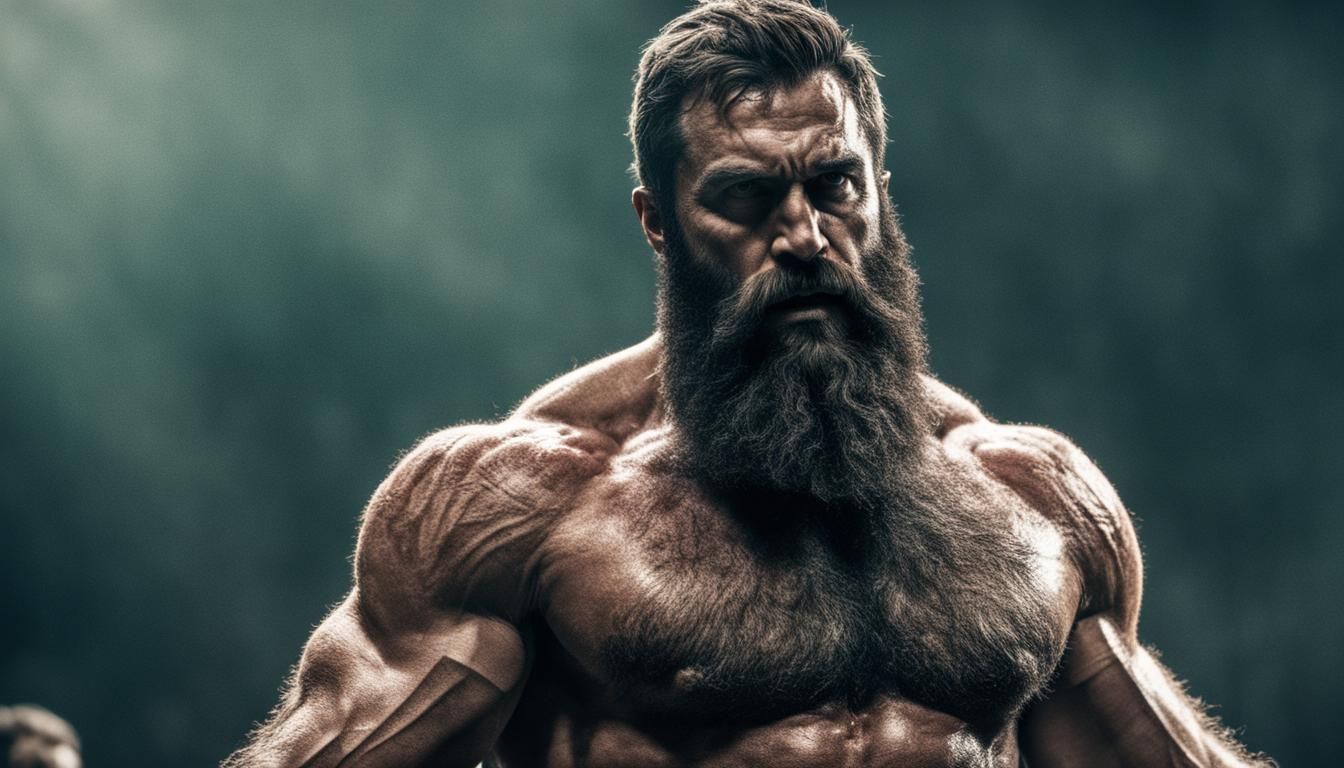 Cinematic Angel: Muscular Figure with Angel Mask