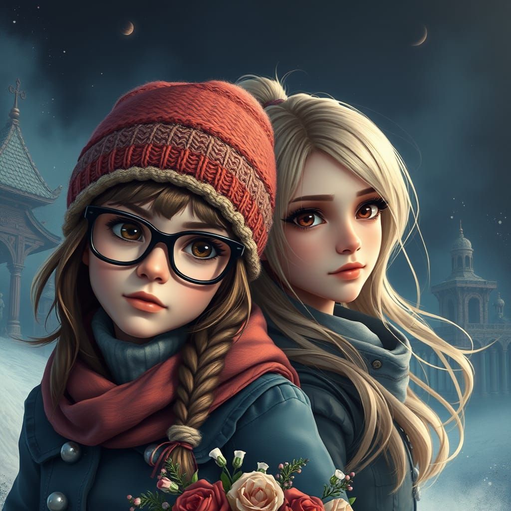 Fantastical Marriage of Two Teenage Girls in Detailed Matte ...