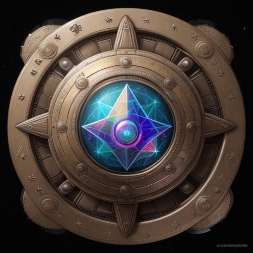 Steampunk Shield: Holographic Astral Cosmic Illustration
