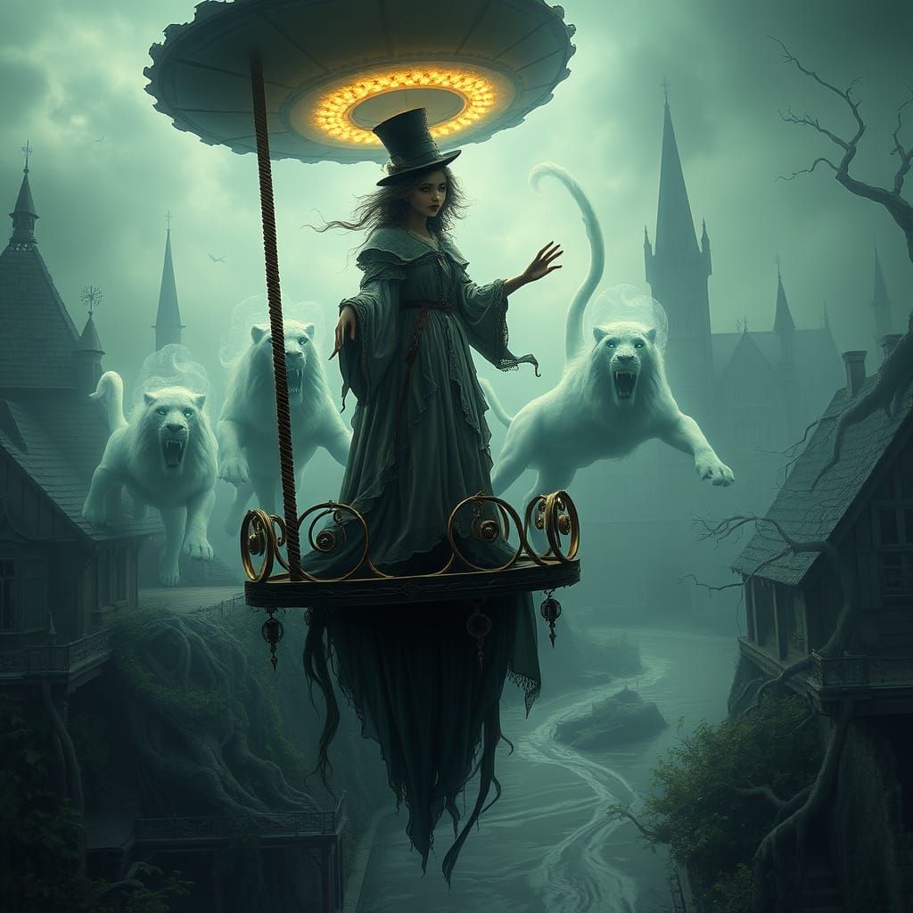 A Victorian Figure's Descent into Madness on a Haunted Carou...