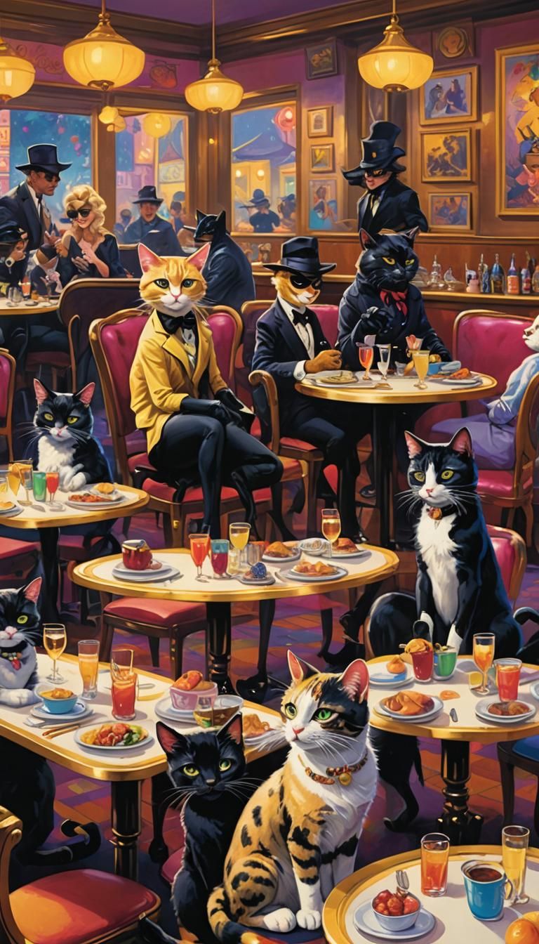 Cats and Cattle in a Fantasy Restaurant