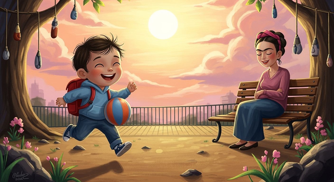 Salvador's Joyful Afternoon in the Park, Naive Art Style