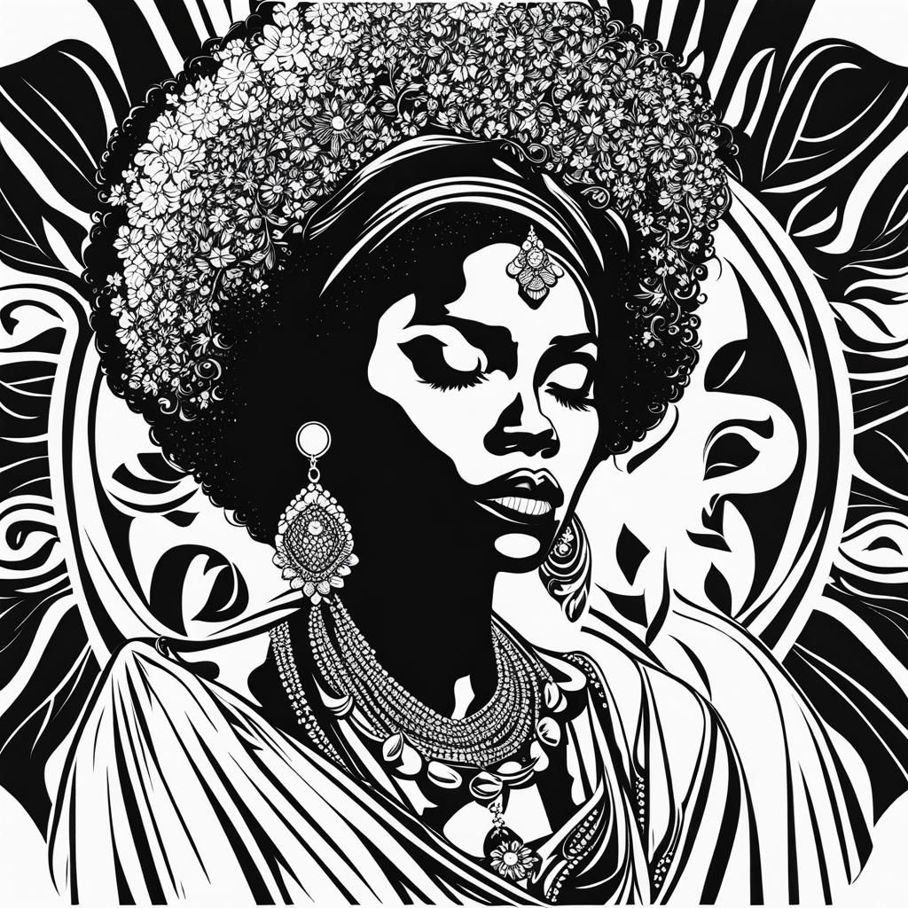 Monochrome SVG of Woman in Grief