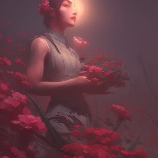 Blooming Flower in Dark Fantasy Style