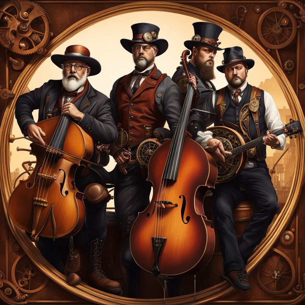 Steampunk Bluegrass Band with Fiddle and Banjo