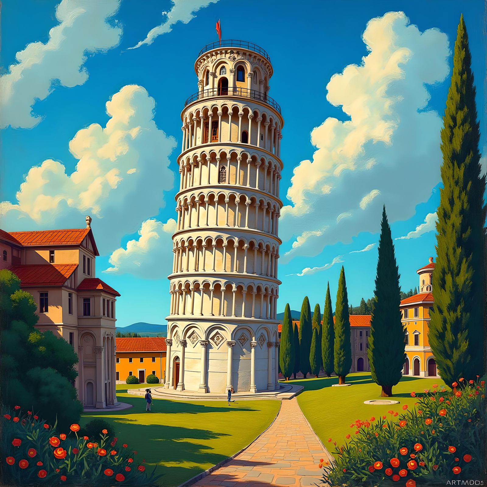 Tower of Pisa as Post-Impressionist Painting