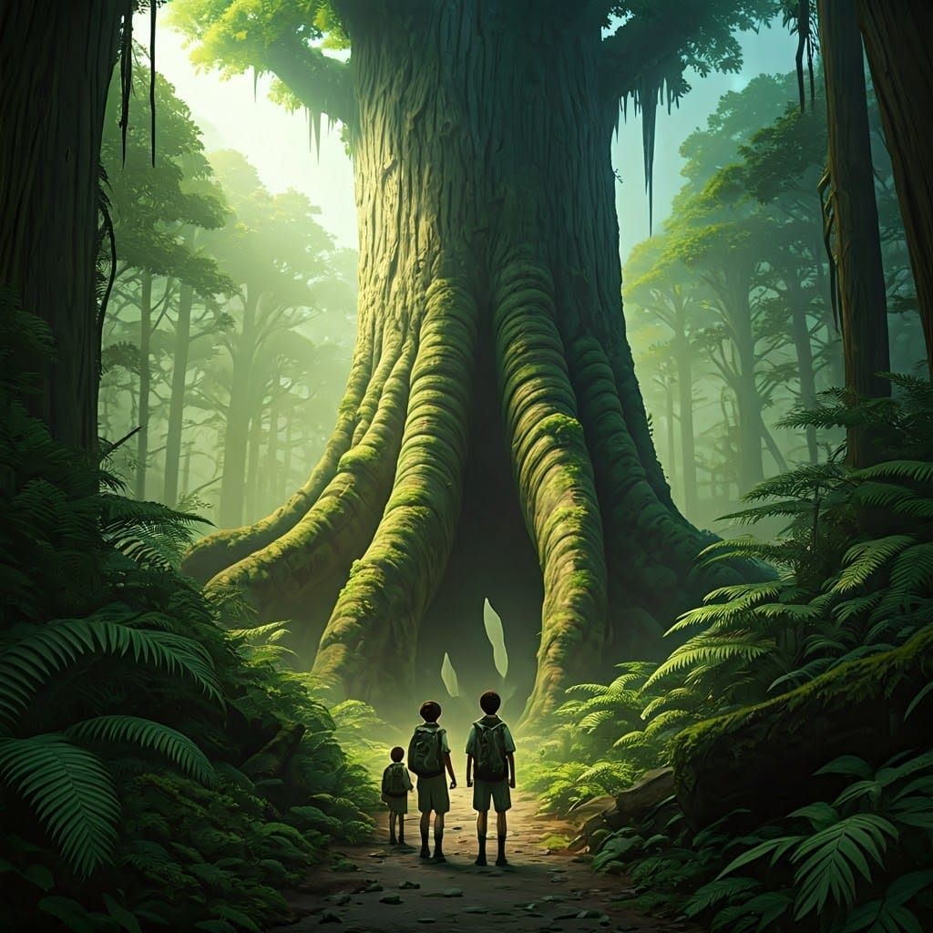 Jurassic Park with  boys and girl