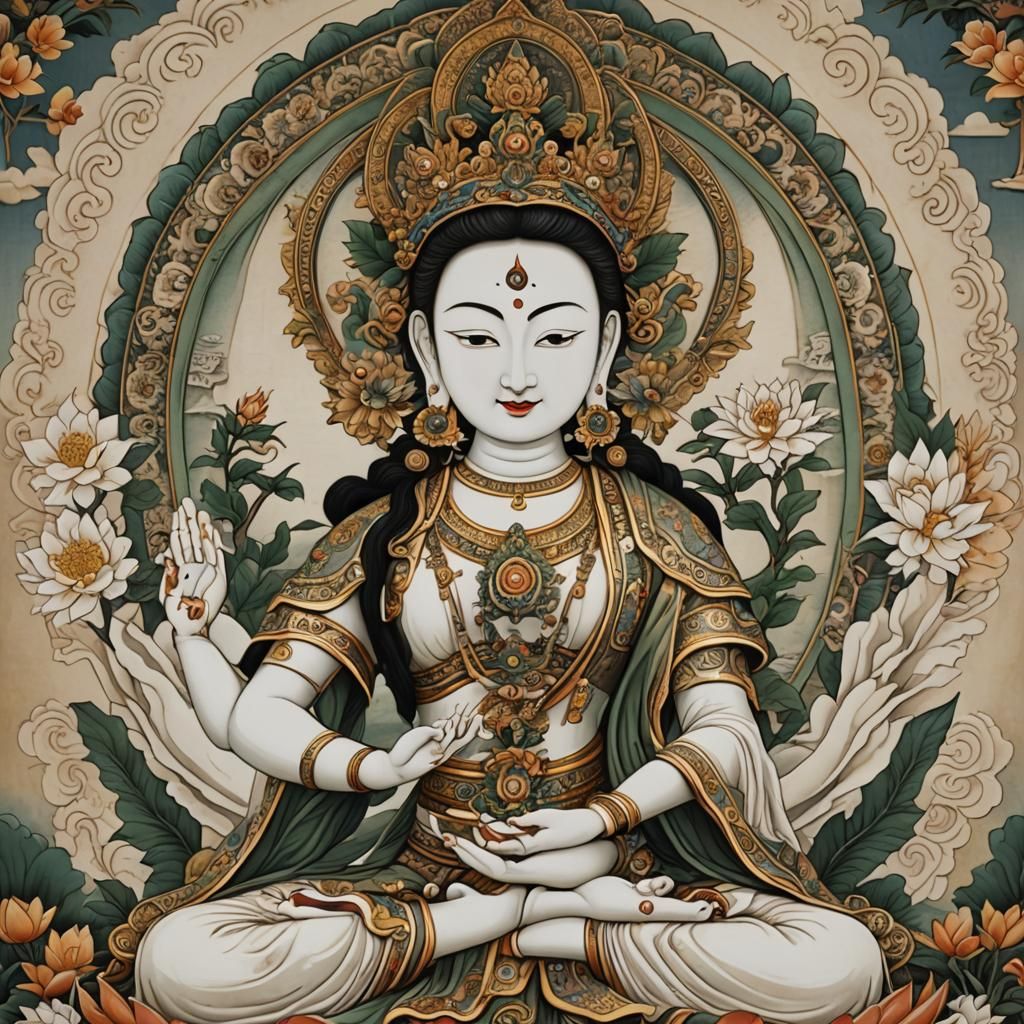 Elegant Image of White Tara