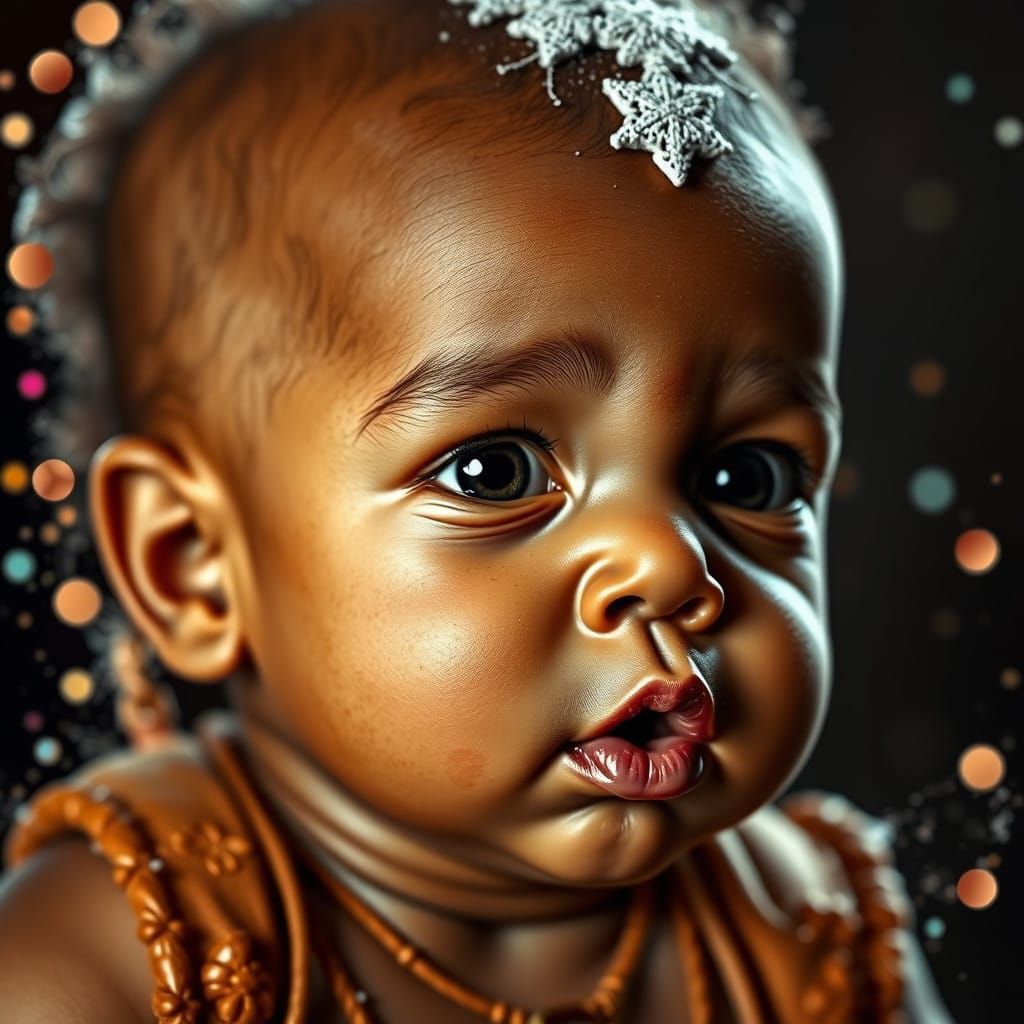 Gingerbread Baby in Vibrant Hyperrealistic Artwork