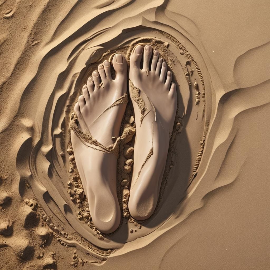 Foot in Sand: Detailed 3D Anime Art