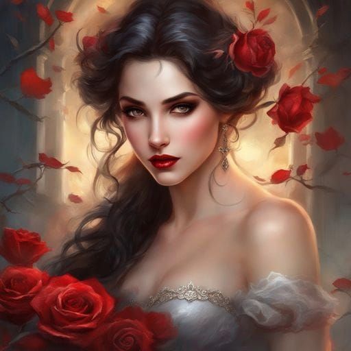 Vampire Cinderella Portrait with Dark Roses