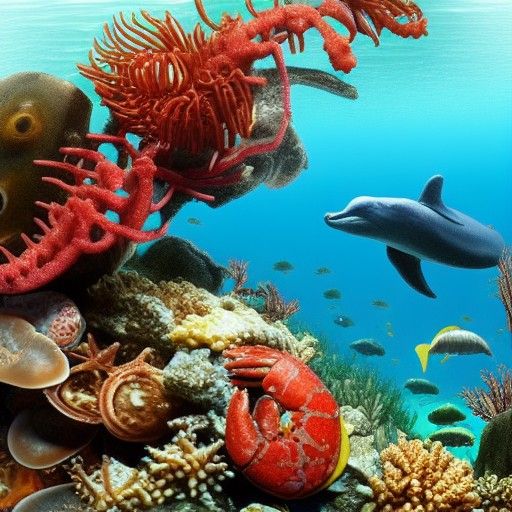 Lush Coral Reef Ecosystem in Oil Painting Style