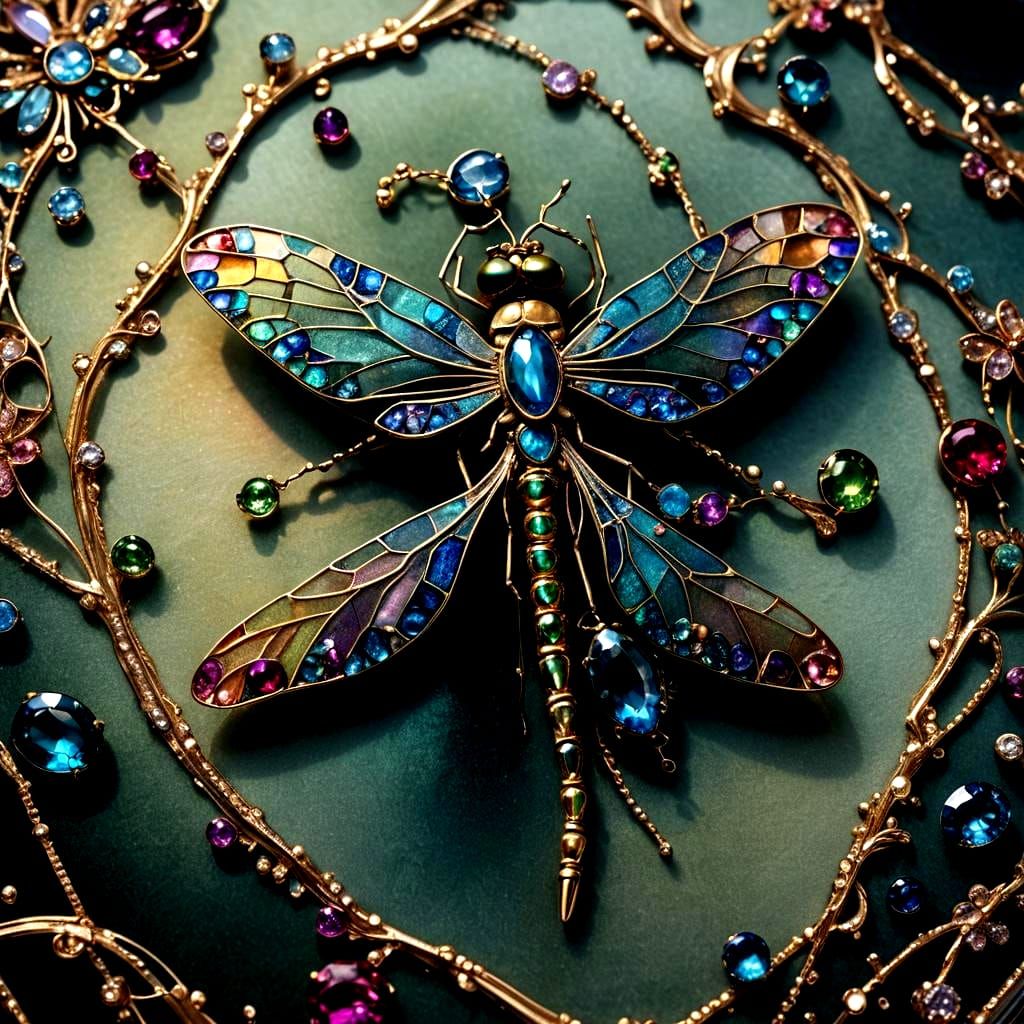 Realistic Jeweled Dragonfly Brooches Sparkle