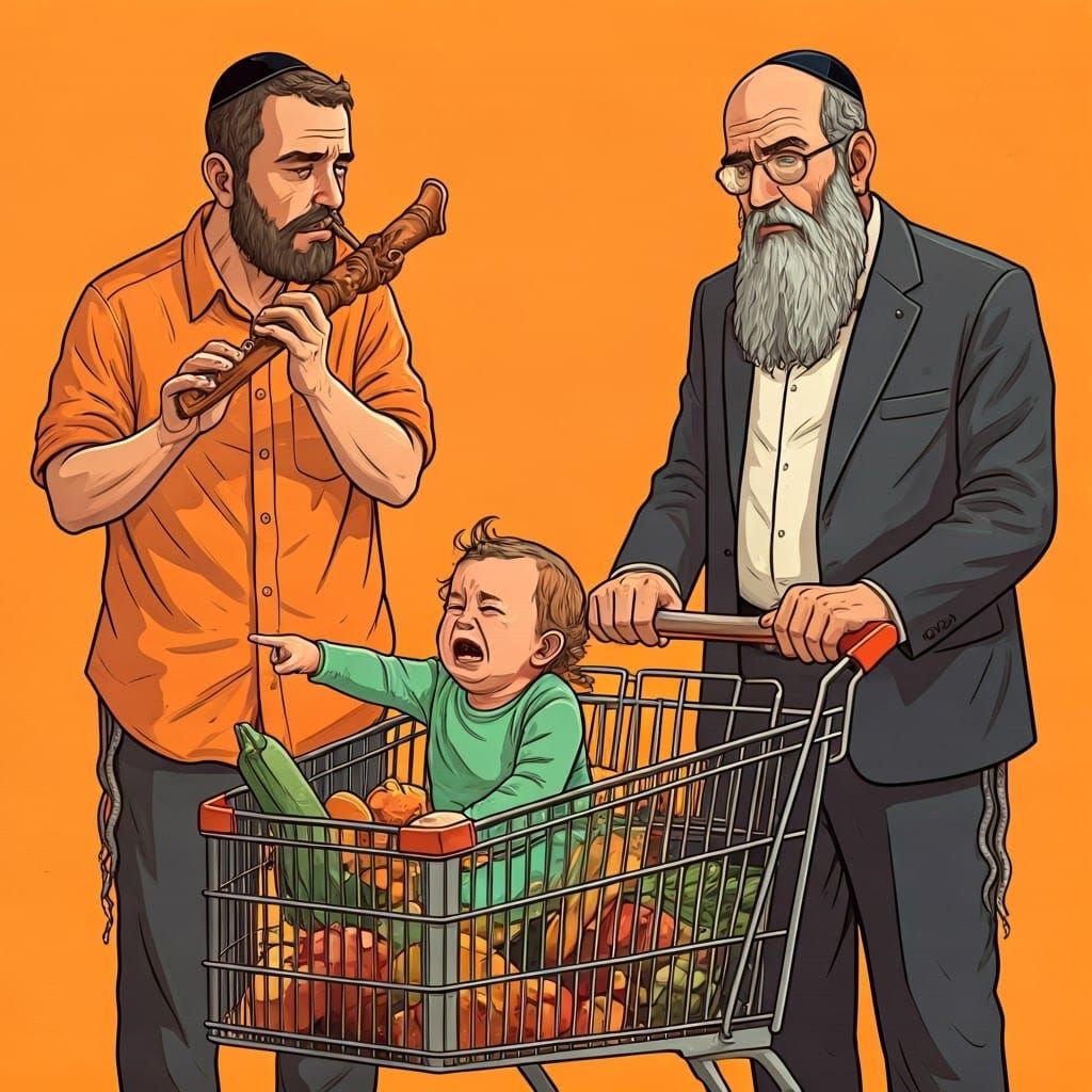 Hyperrealistic Portrait of a Crying Baby in a Supermarket