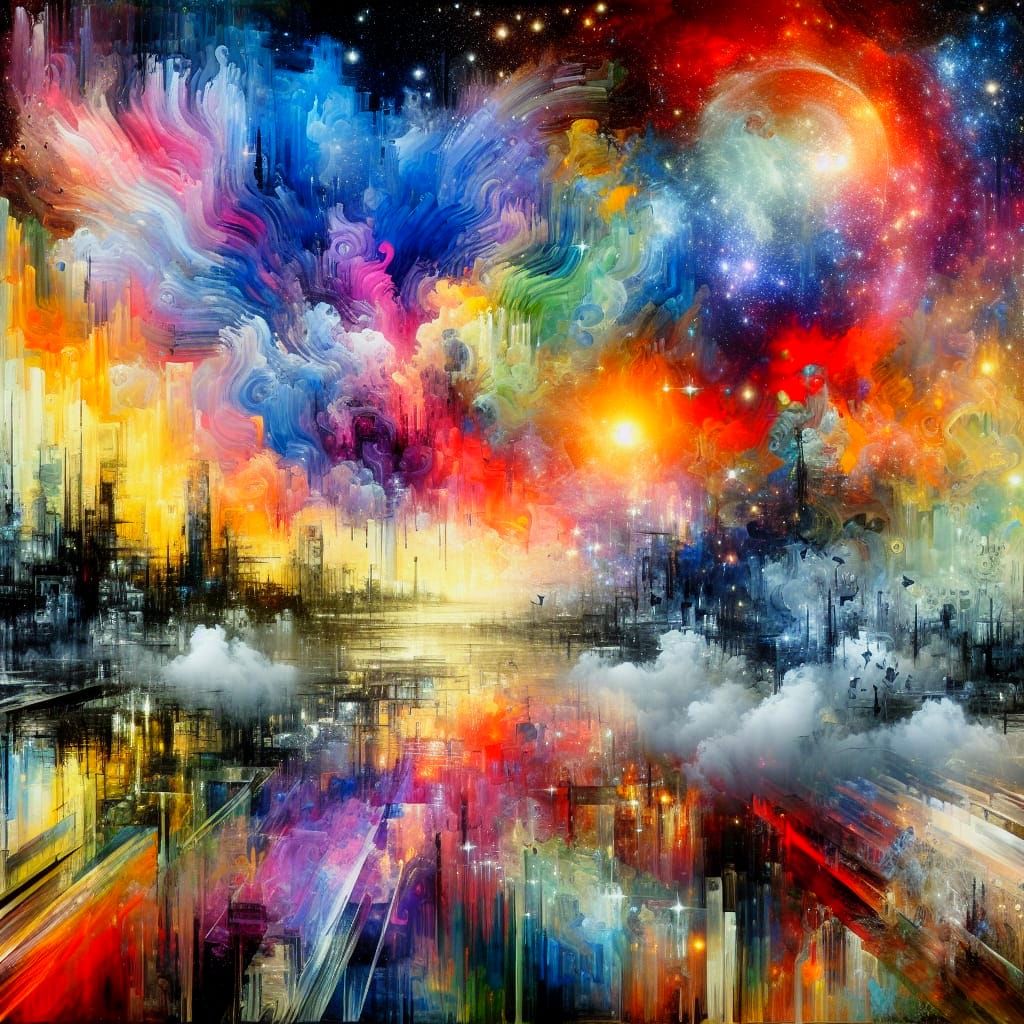 Vibrant Euphoric Scene Blends Celestial Elements