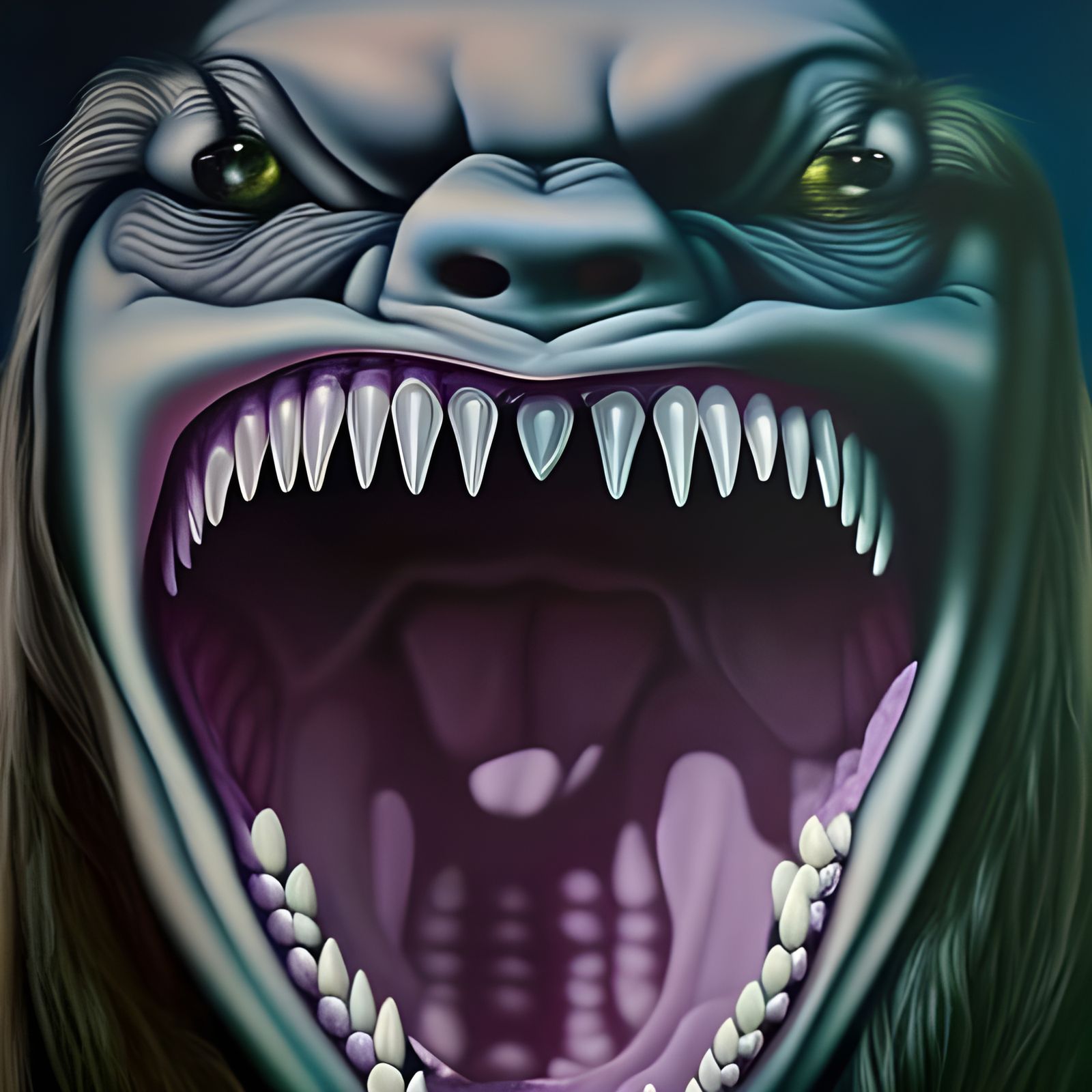 Grotesque Grinning Figure in Dark Fantasy Style