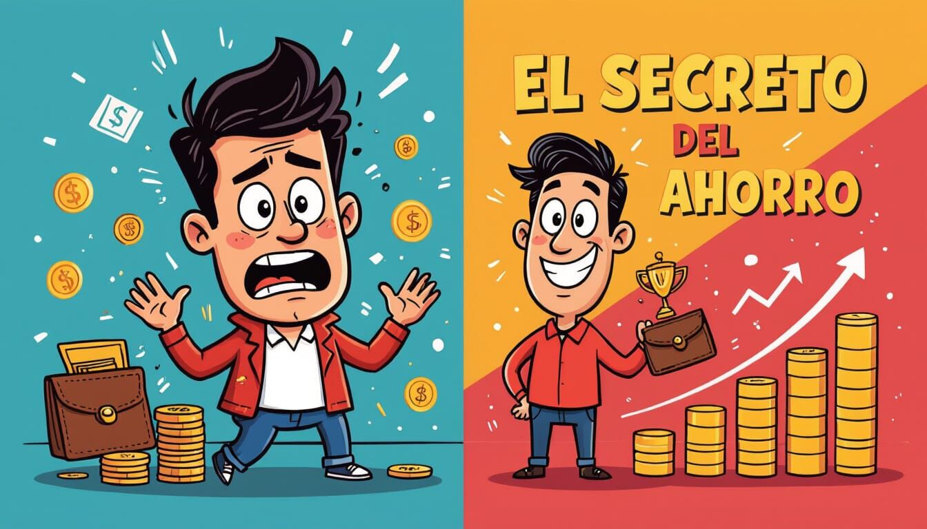 Cartoon Character Contrasts Good and Bad Money Management