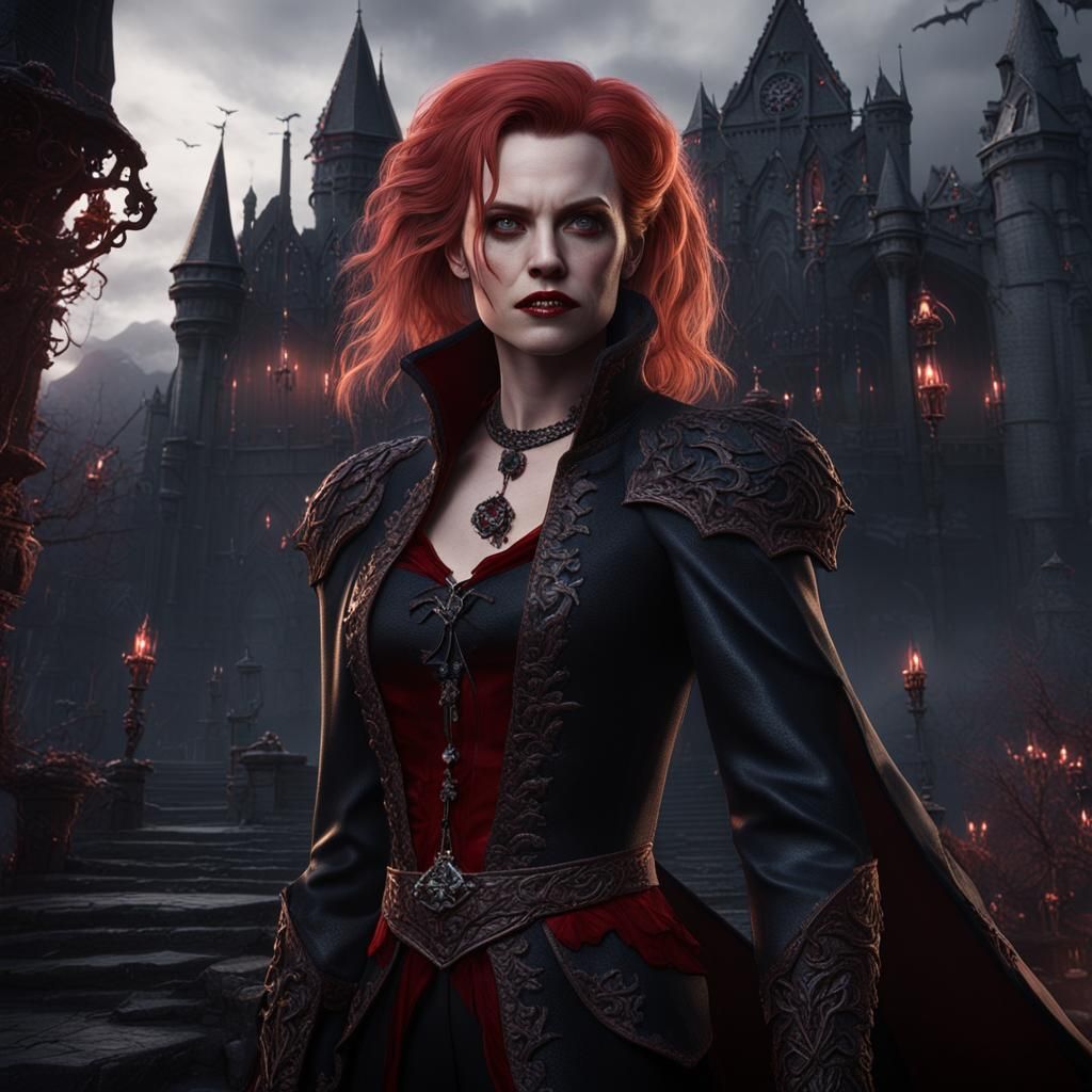 Female Vampire in Detailed Matte Painting Style