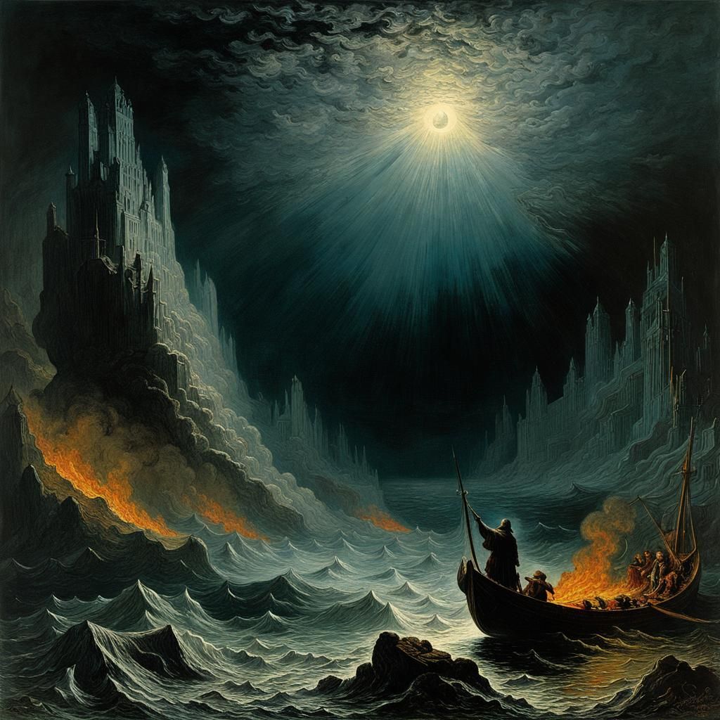 Dramatic Maritime Illustration in Gouache Style