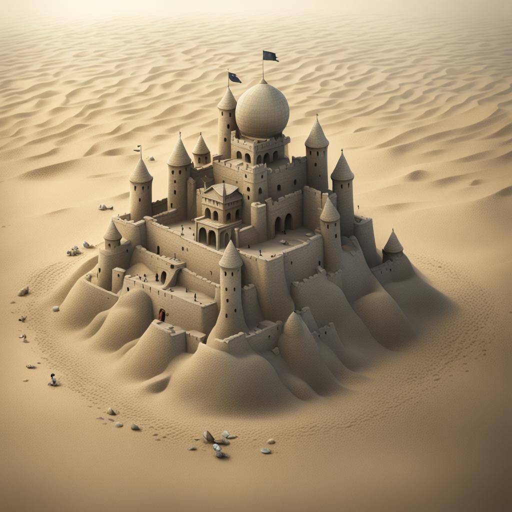 Hyperdetailed Sand Castle in Anton Semenov Style