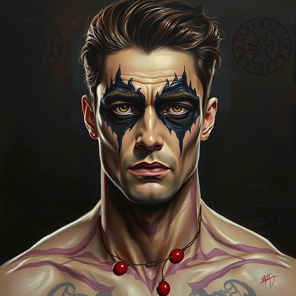 Surreal Biomechanical Contortionist in Imperial Colors