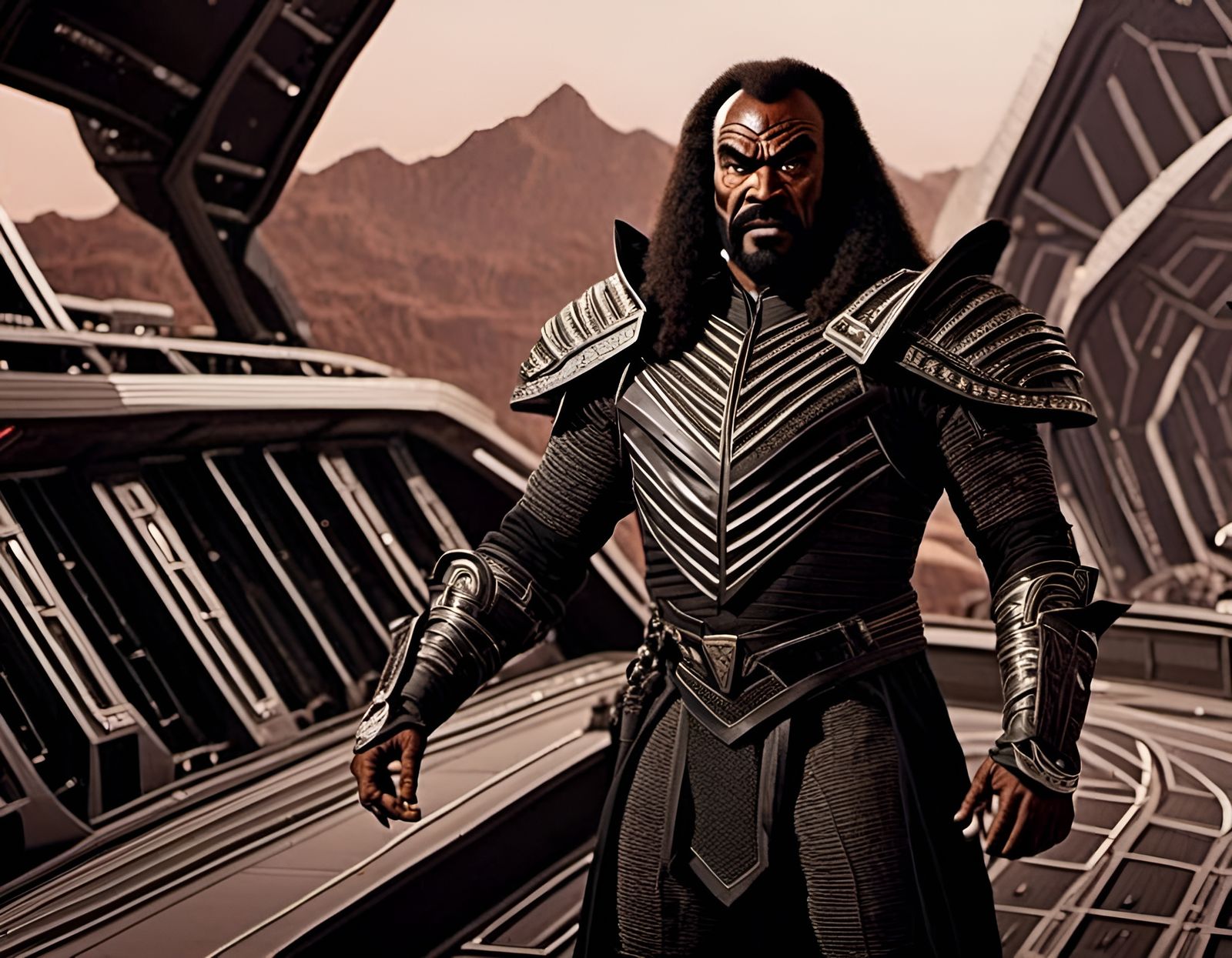 Klingon Officer on Bridge: Dark Fantasy Concept Art