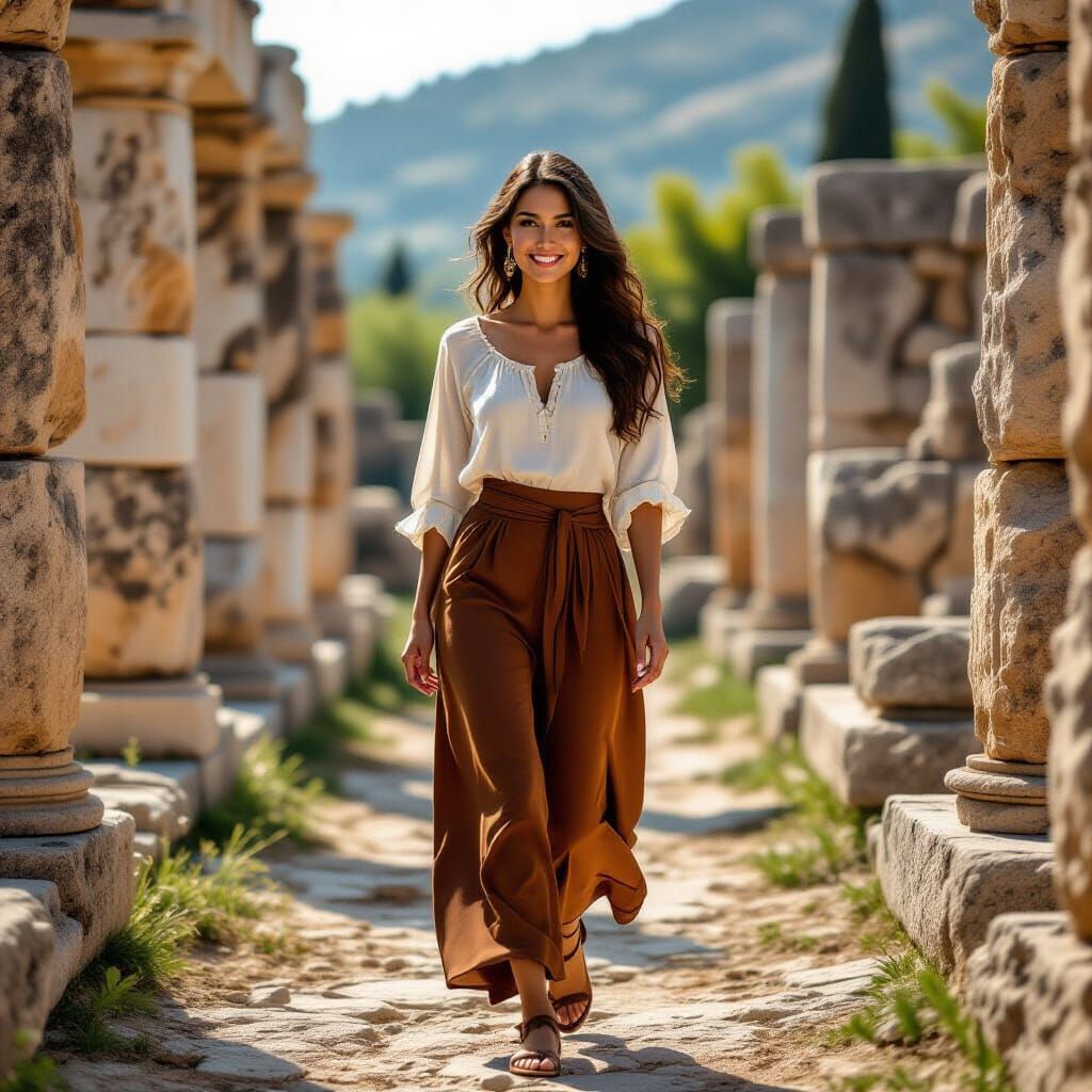 Ancient Macedonian Woman in Ruins: Professional Photography