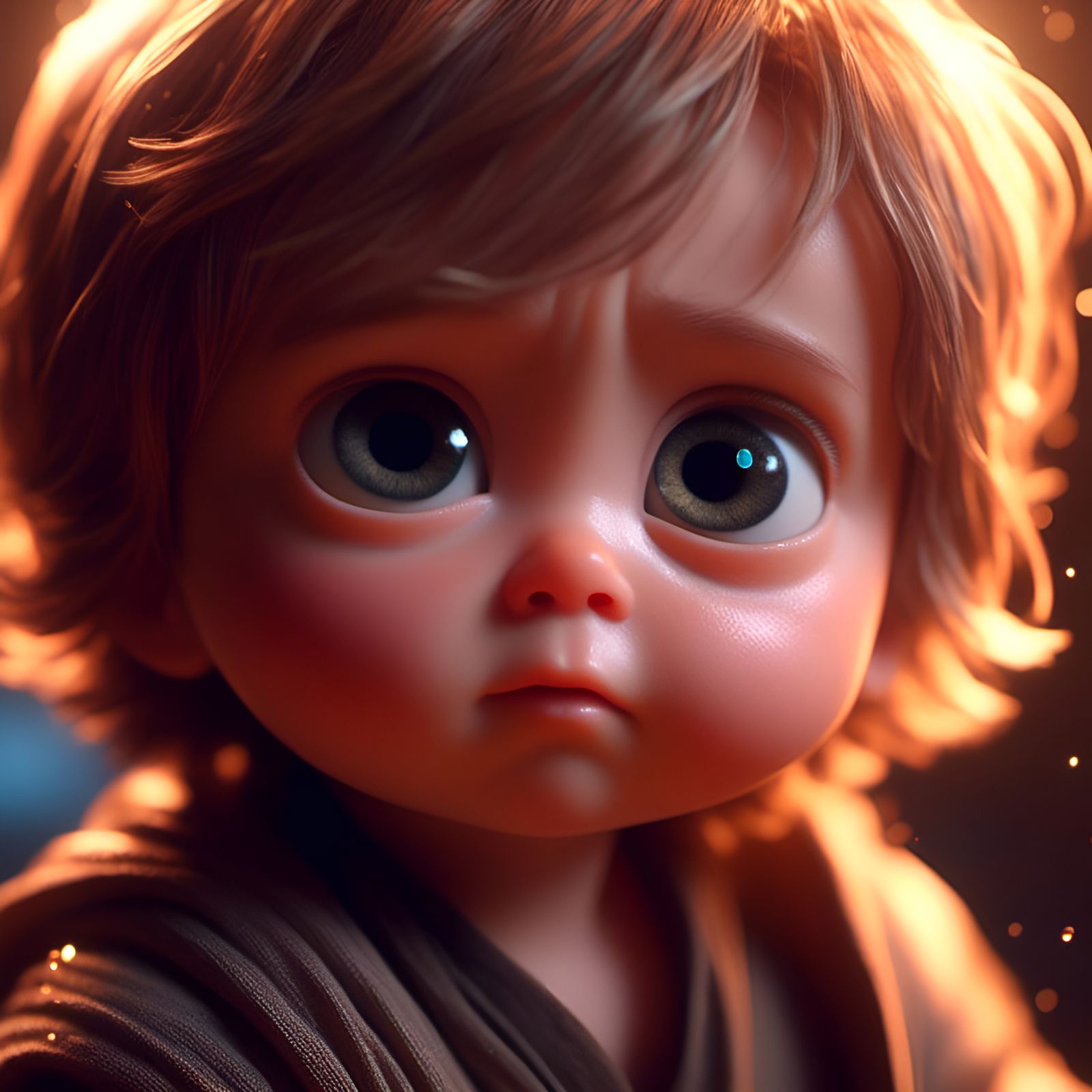 Baby Luke Skywalker Portrait in Expressive Style