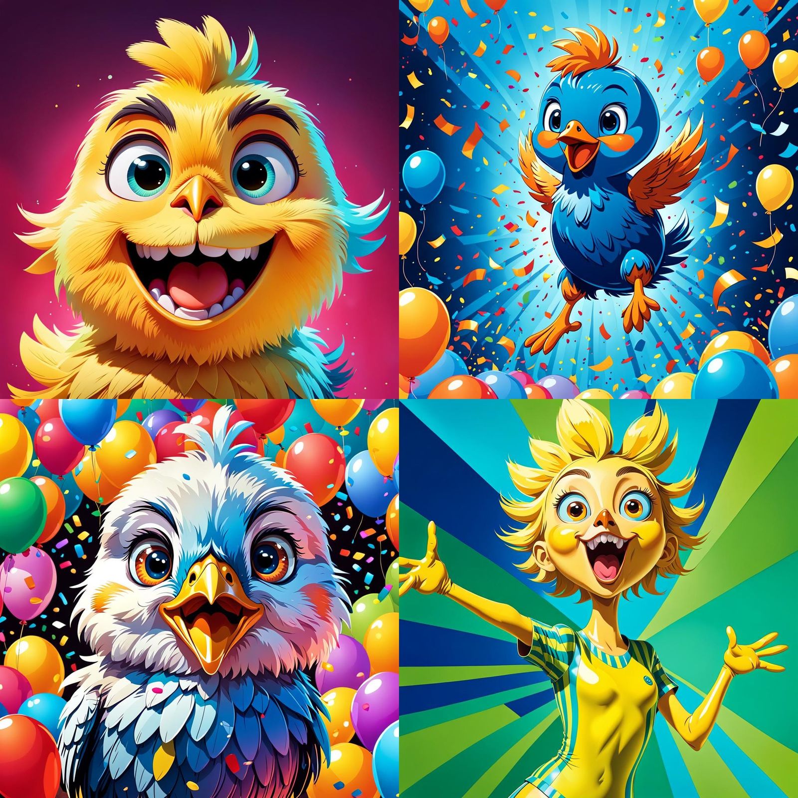 Funny 2D Cartoon Chick Illustration with Bright Colors