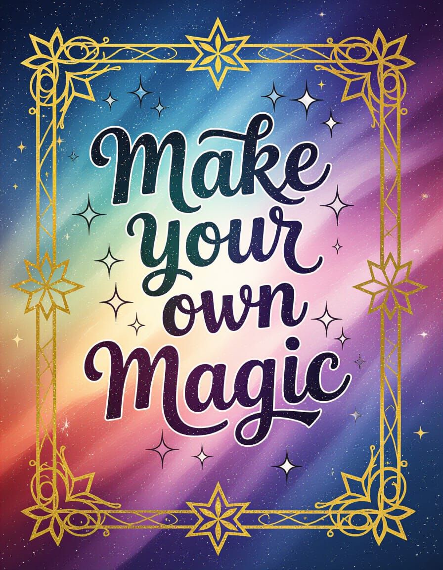 Make Your Own Magic Phrase With Galaxy Gradient & Gold Stars