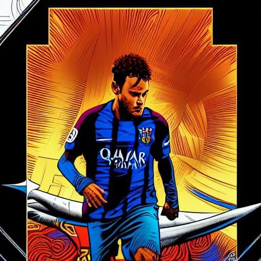 Neymar in Comic Book Art Style