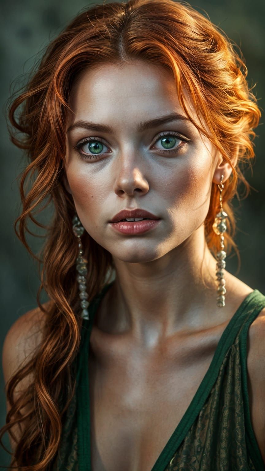 Stunning Hyperrealistic Portrait of a Redheaded Goddess