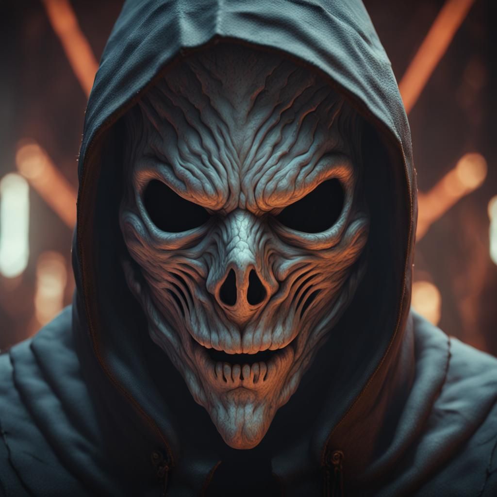 Maniac in Pale Mask: Detailed Fantasy Art