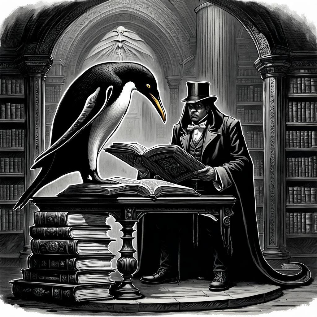 Penguin Studies Sinister Tome in Gothic Horror Style
