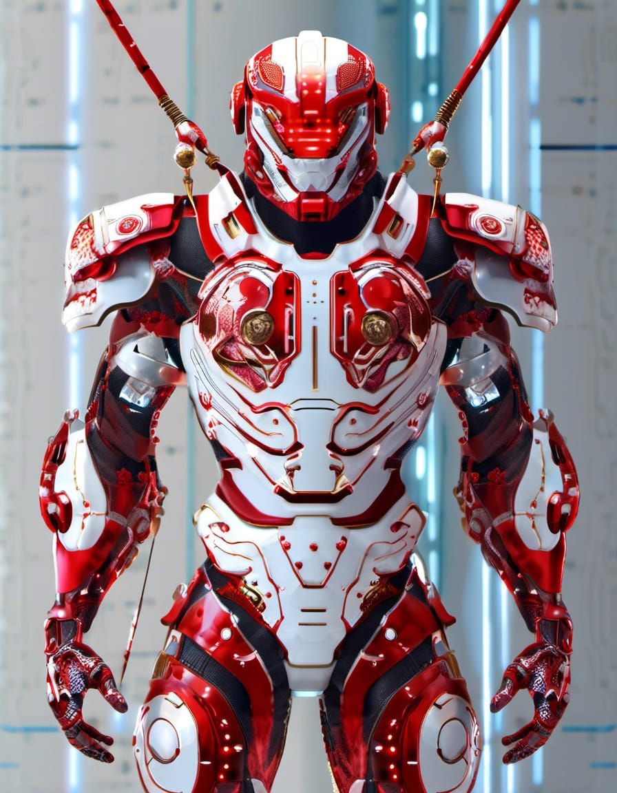 Sci-Fi Soldier in Futuristic Mecha Armor