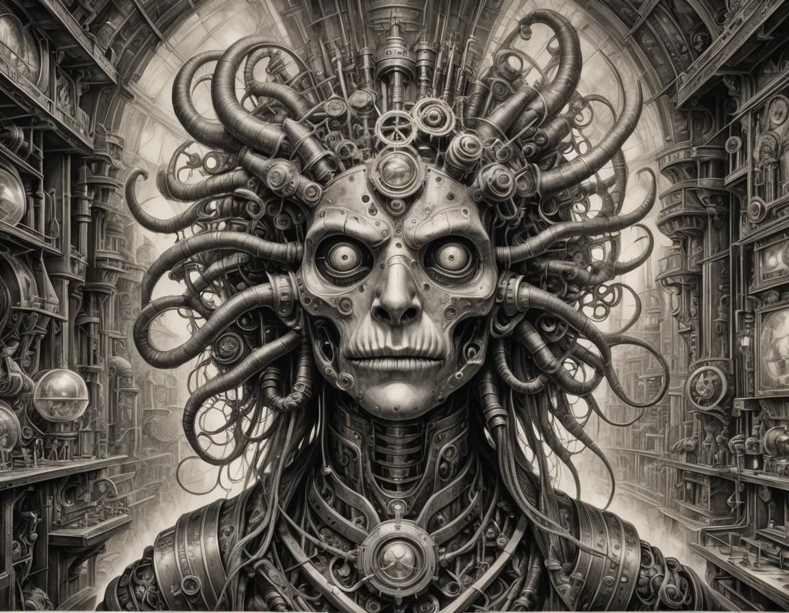 Steampunk Monster in Surrealist Style