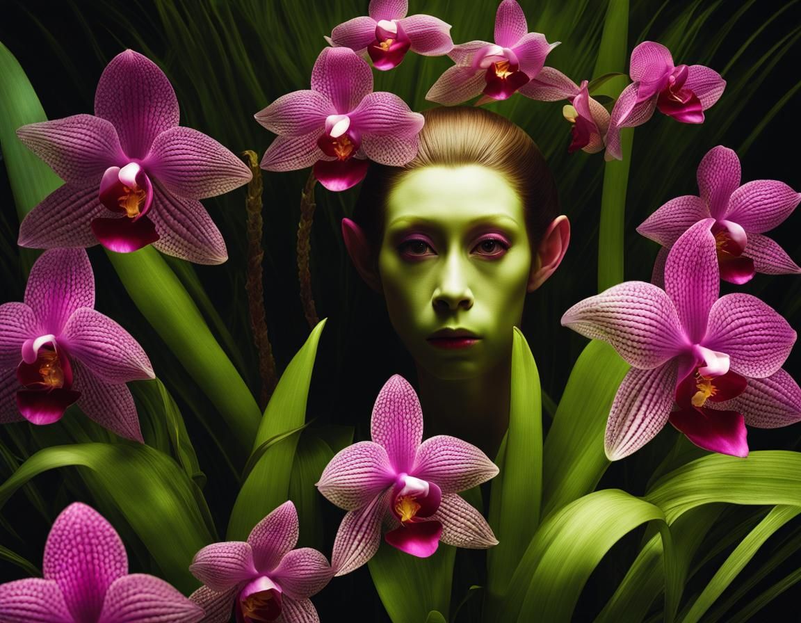 Gentle Orchid Holoportrait in 3D Lo-fi Style