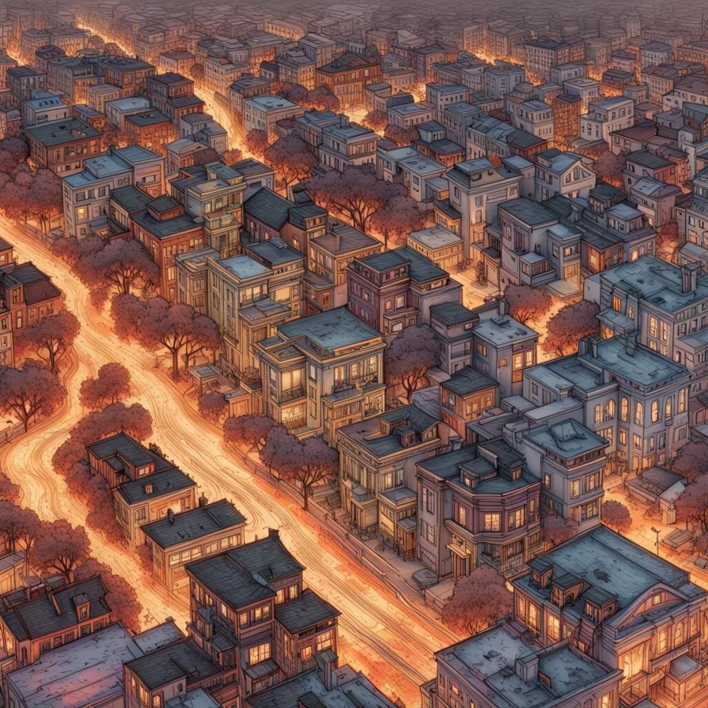 Fiery San Francisco in Color Splash Art Style