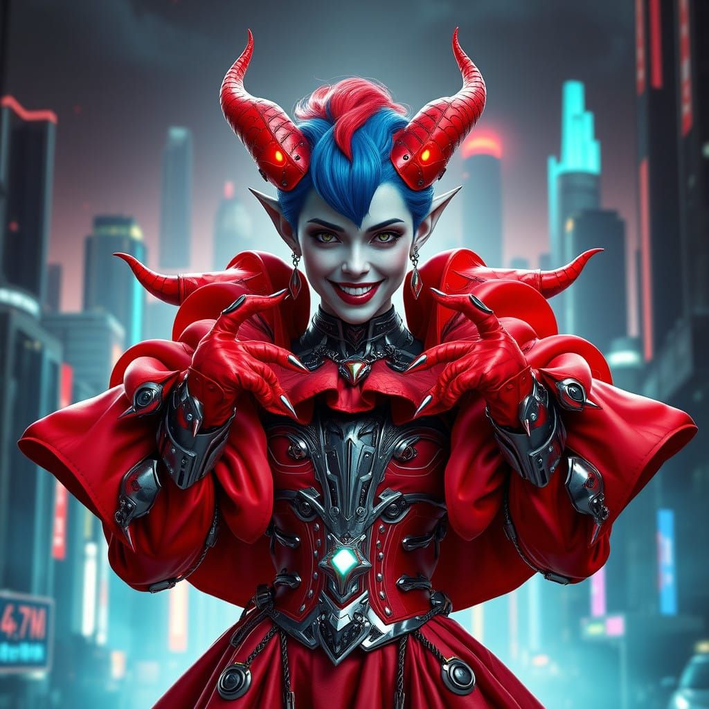 Mystical Sci-Fi Siren in Cyberpunk Attire