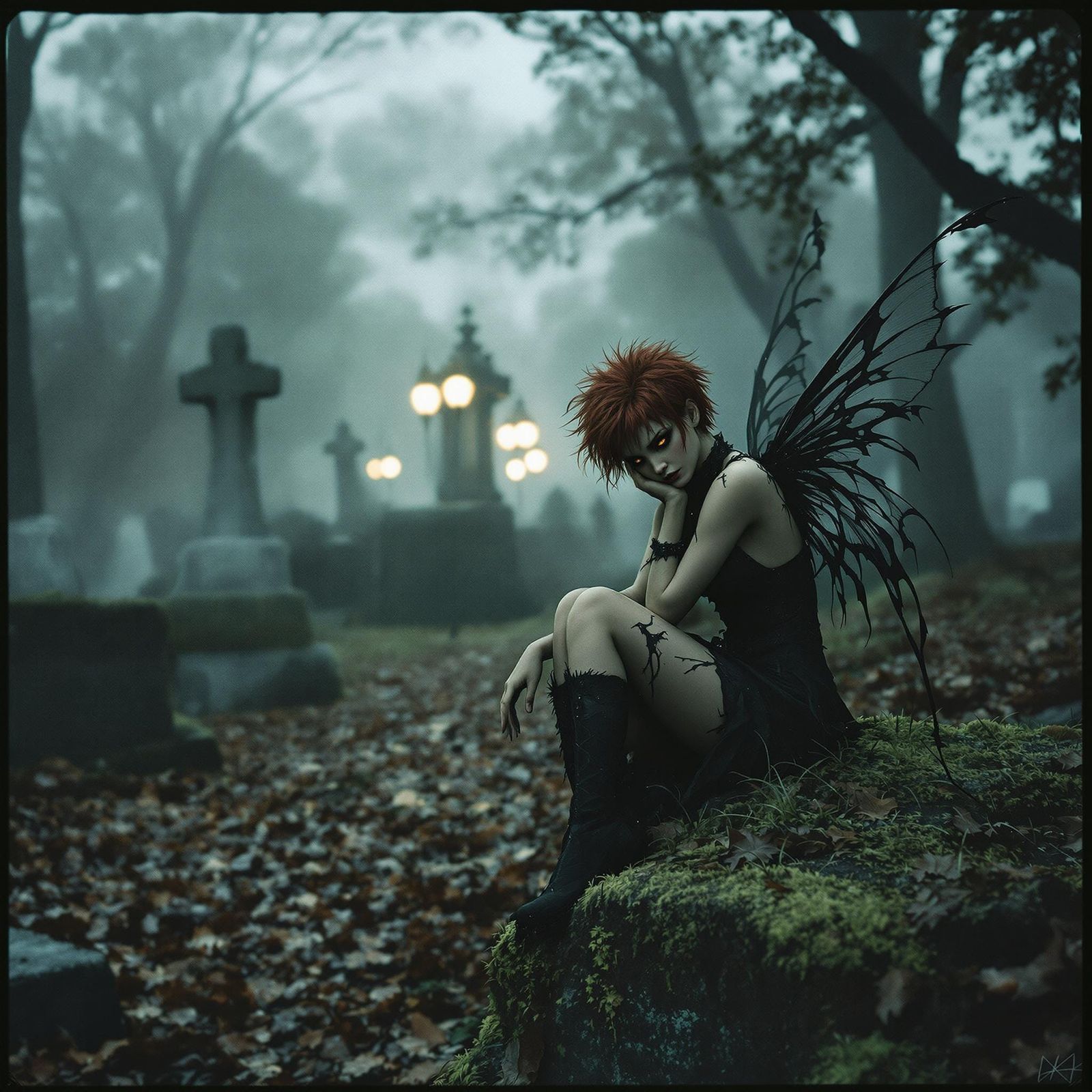 Gothic Fairy in Misty Graveyard, Early Film Style