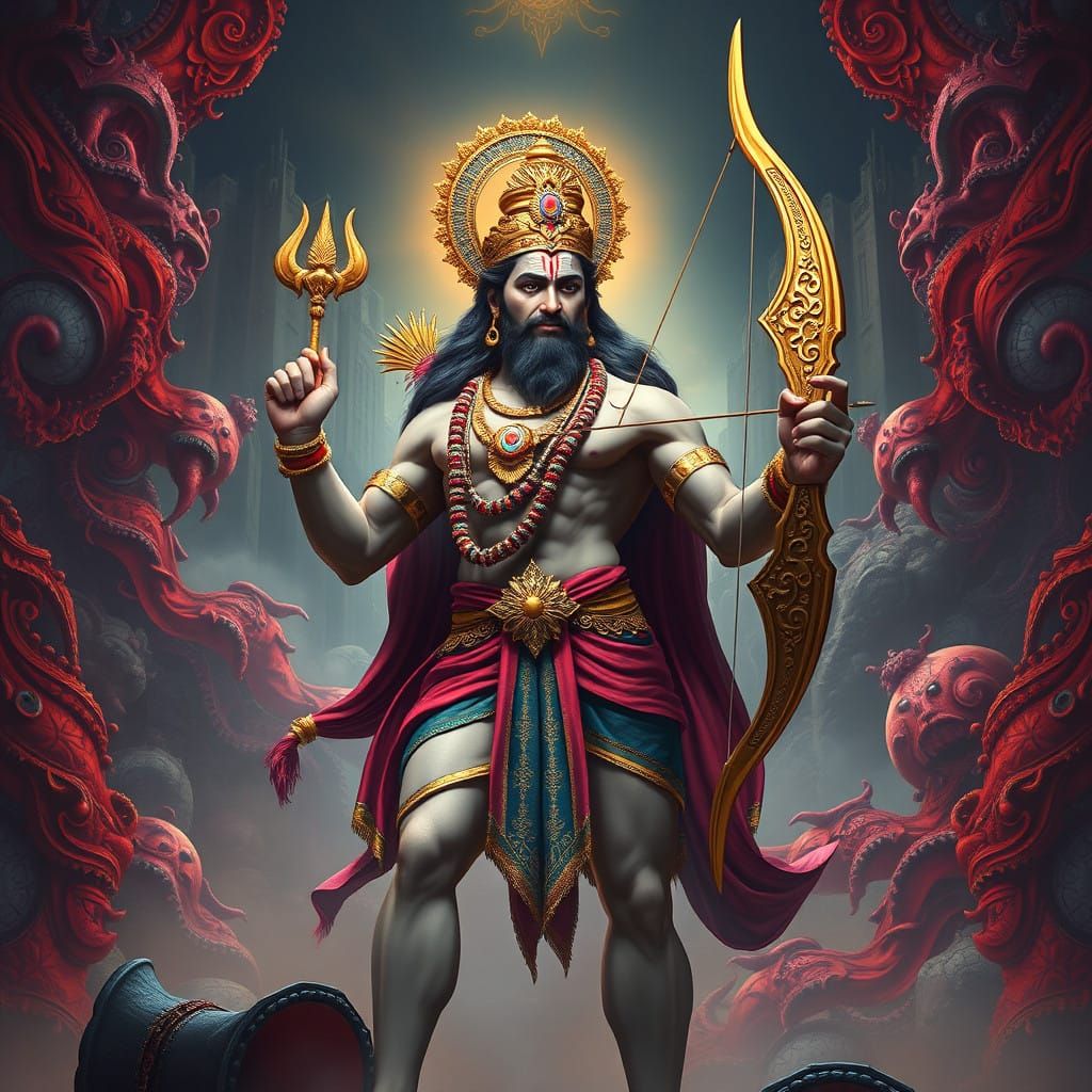 Godly Lord Shri Rama in Epic Fantasy Style