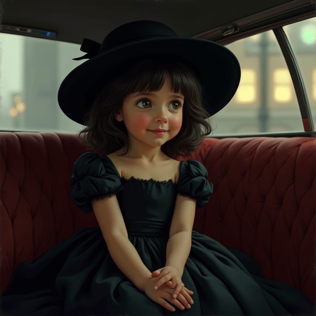 Girl in Limousine: Art Nouveau Style