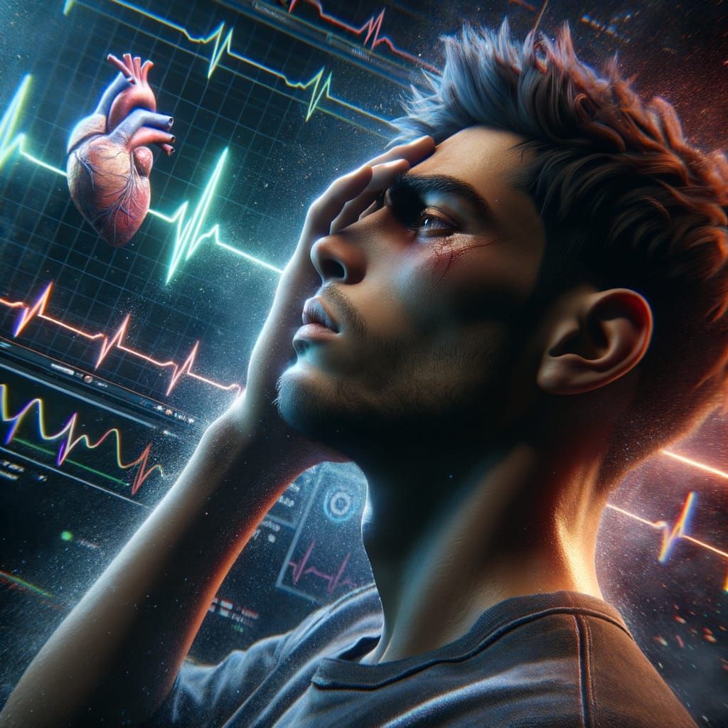 Pained Man in Dramatic Cinematic Scene