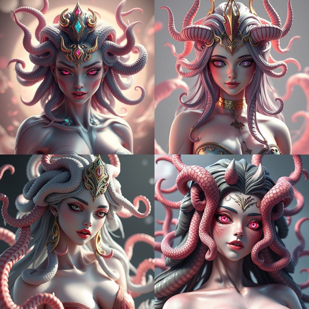 Glowing Medusa Goddess in Anime Art Style