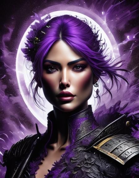 Elegant Women in Lavender Hues with Glowing Halos